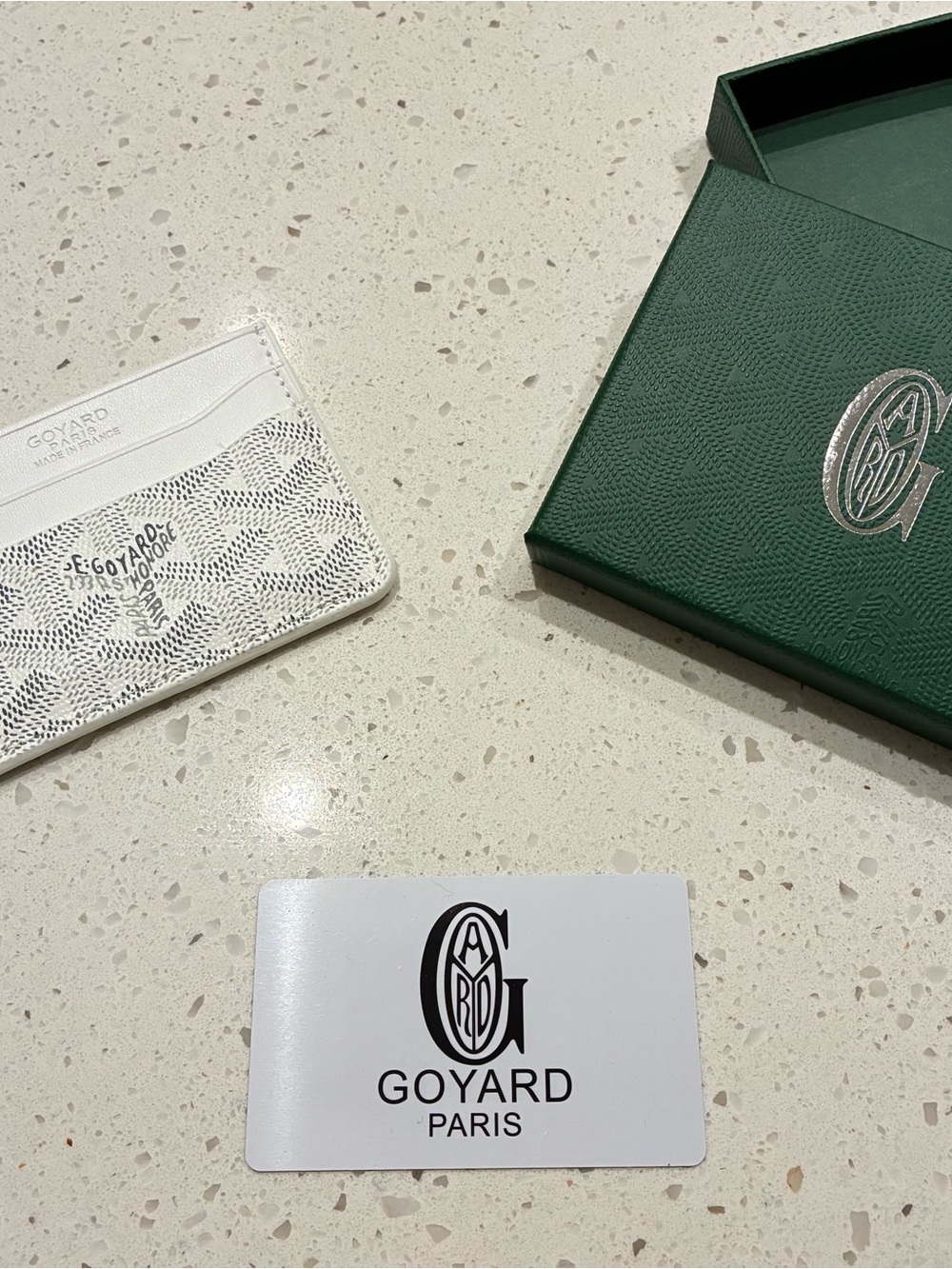 Goyard White Cardholder - Signature Pattern Leather Card Case